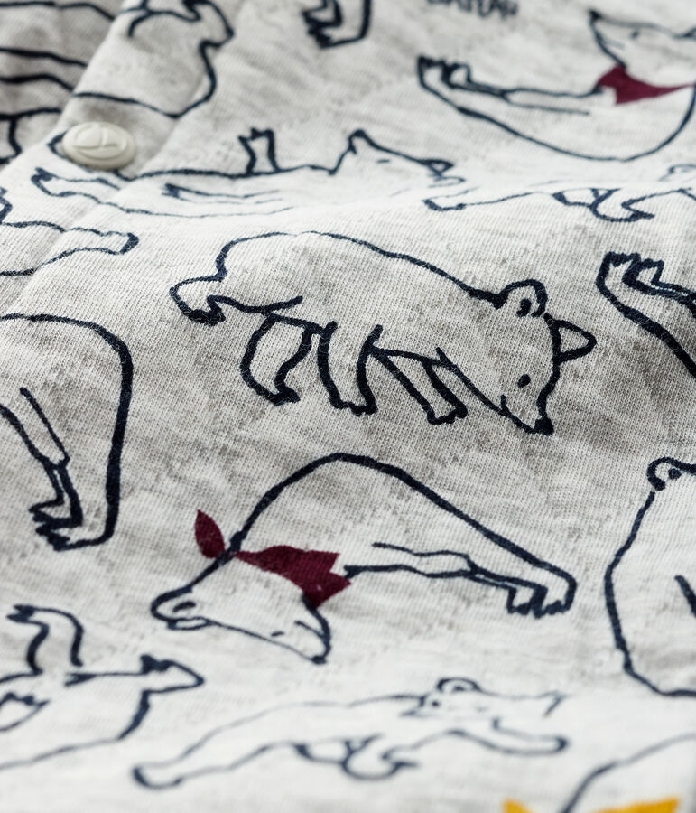 Combinaison longue b&eacute;b&eacute; gar&ccedil;on gris BELUGA/blanc MULTICO