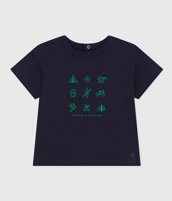 Tee-shirt manches courtes en jersey léger bébé bleu SMOKING/blanc MULTICO