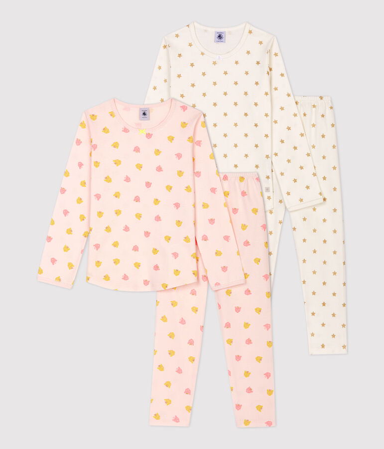 Lot de 2 pyjamas imprim&eacute;s &eacute;toiles et panth&egrave;res petite fille en coton multicouleur