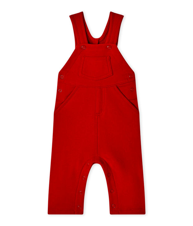 Salopette b&eacute;b&eacute; gar&ccedil;on en molleton rouge