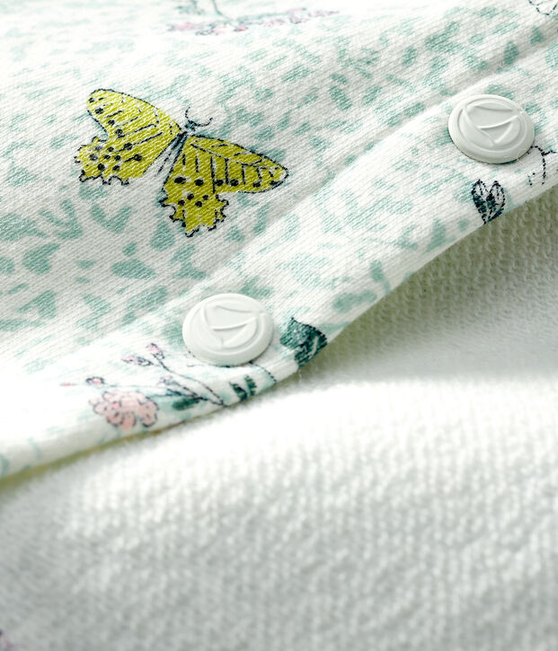 Cardigan b&eacute;b&eacute; fille en molleton imprim&eacute; blanc/multicouleur