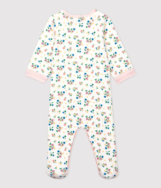 Dors-bien zippé à fleurs bébé fille en tubique blanc MARSHMALLOW/blanc MULTICO
