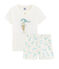 Pyjacourt petite fille en côte blanc MARSHMALLOW/blanc MULTICO