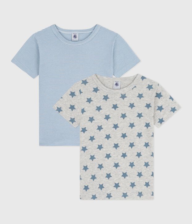 Lot de tee-shirts enfant en coton manches courtes imprim&eacute; &eacute;toiles multicouleur