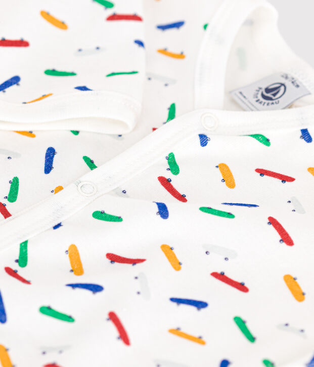 Pyjama imprim&eacute; skateboard en coton b&eacute;b&eacute; blanc/multicouleur