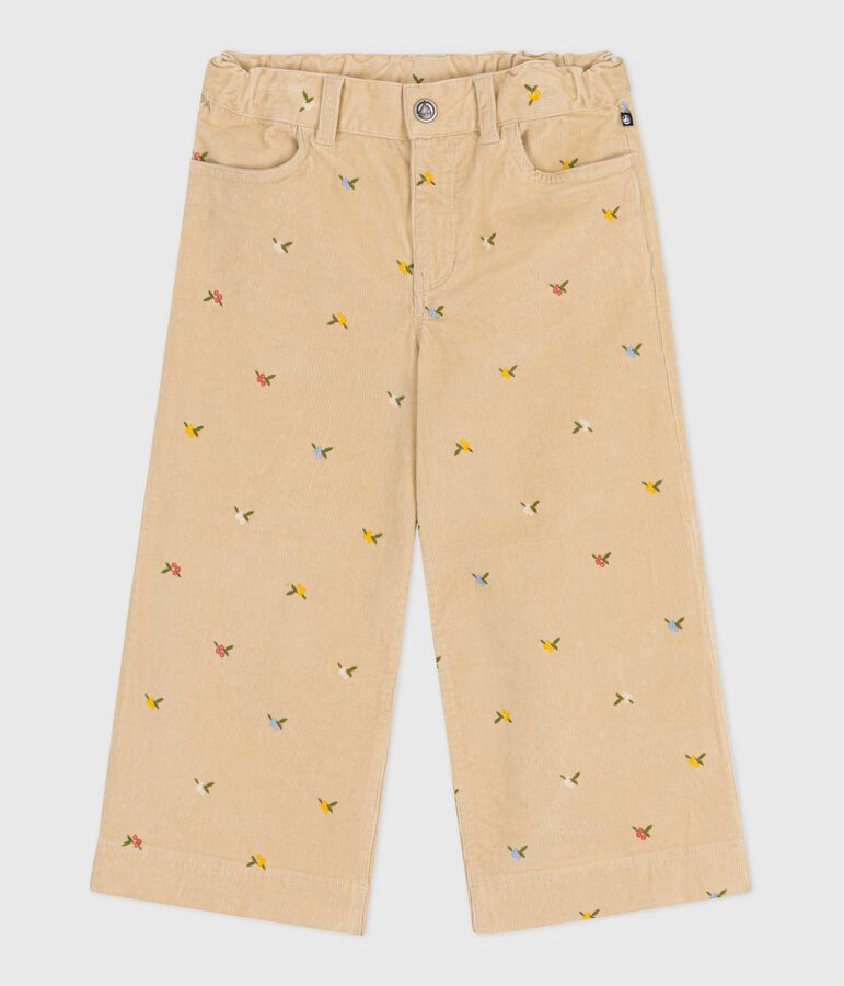 Pantalon enfant en velours &agrave; motifs beige CAJOU/ MULTICO