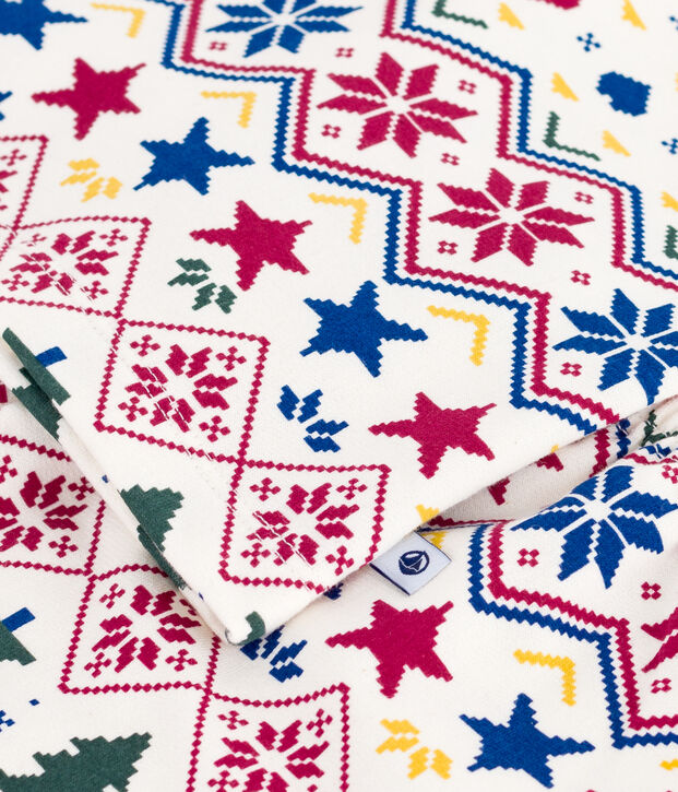 Pyjama enfant en molleton imprim&eacute; No&euml;l &eacute;cru/multicouleur