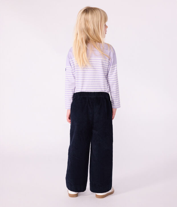 Pantalon enfant en velours uni bleu marine