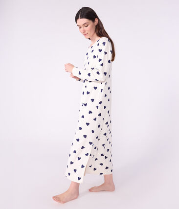 Chemise de nuit femme en coton imprimé cœur