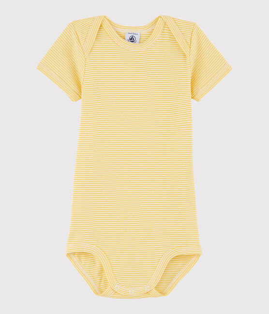 Body manches courtes bébé fille-garçon jaune BLE/blanc MARSHMALLOW