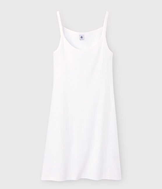 Robe à bretelles iconique en coton Femme blanc ECUME