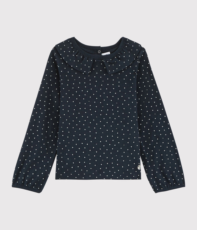 Tee-shirt &agrave; col enfant fille bleu/multicouleur