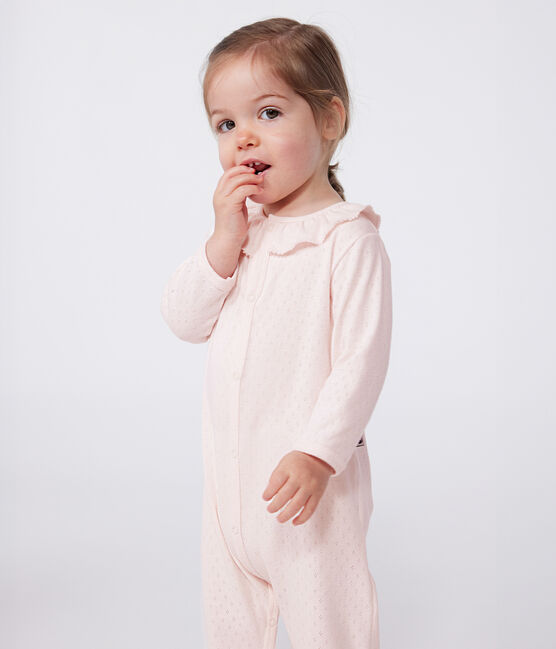Pyjama bébé en coton sans pieds avec col claudine rose FLEUR
