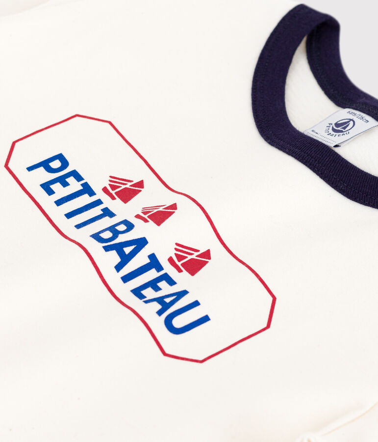 Tee-shirt enfant &agrave; manches courtes imprim&eacute; &eacute;cru MILK