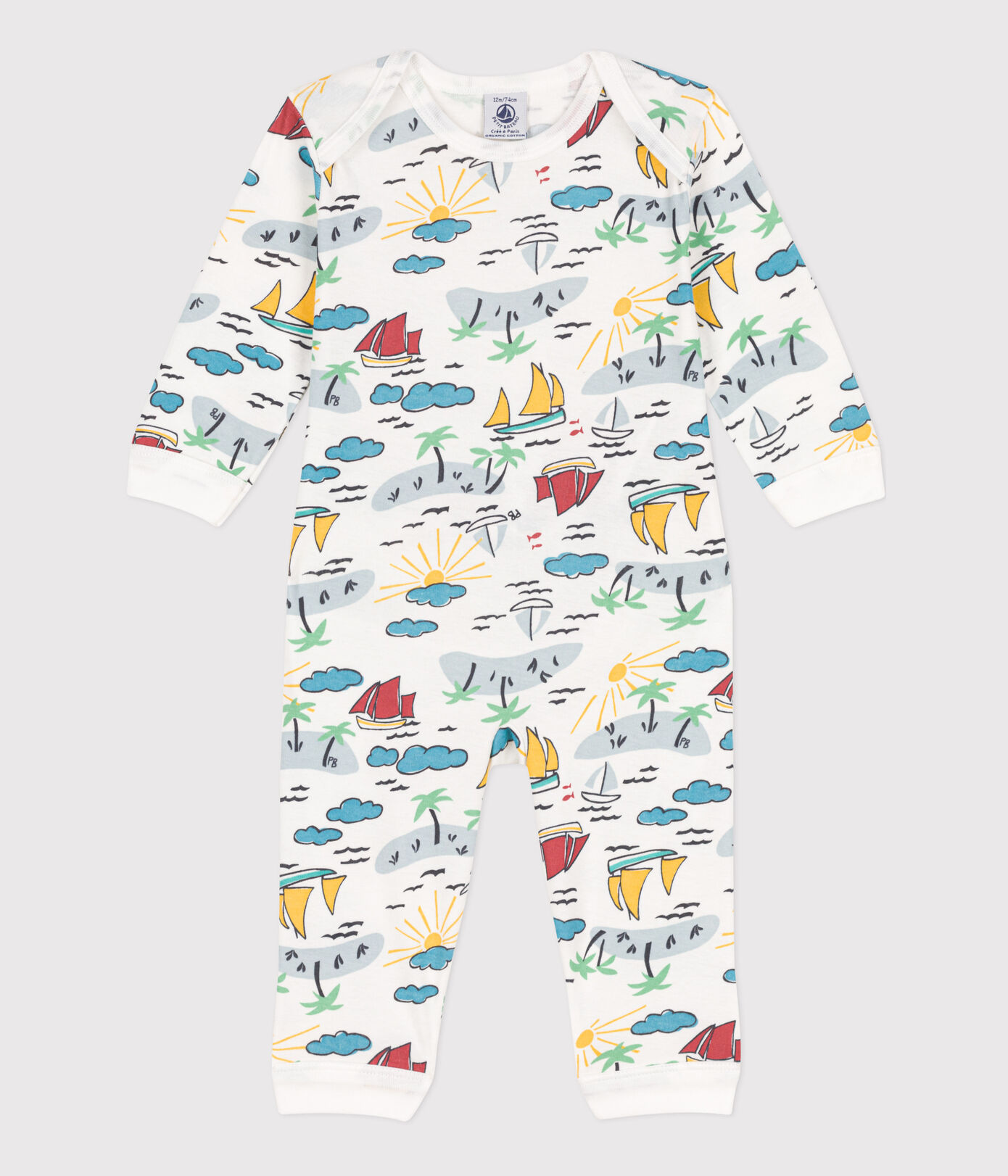 Pyjama Bébé Petit Bateau Dors Bien - Velours Doux Bio - Ouverture Pressions Devant/Dos | Taille N46/Prématuré
