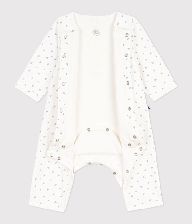 Bodyjama b&eacute;b&eacute; sans pieds en coton imprim&eacute; petit c&oelig;urs bleu/bleu