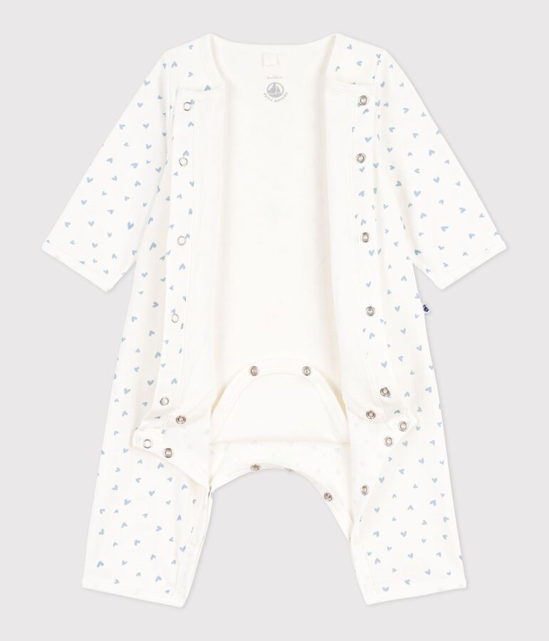 Bodyjama b&eacute;b&eacute; sans pieds en coton imprim&eacute; petit c&oelig;urs bleu MARSHMALLOW/ FLO