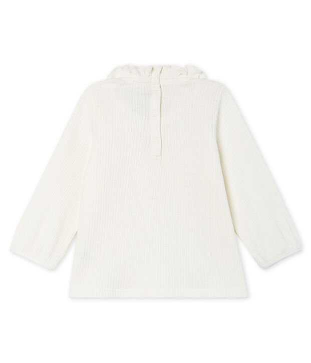 Blouse manches longues b&eacute;b&eacute; fille unie blanc