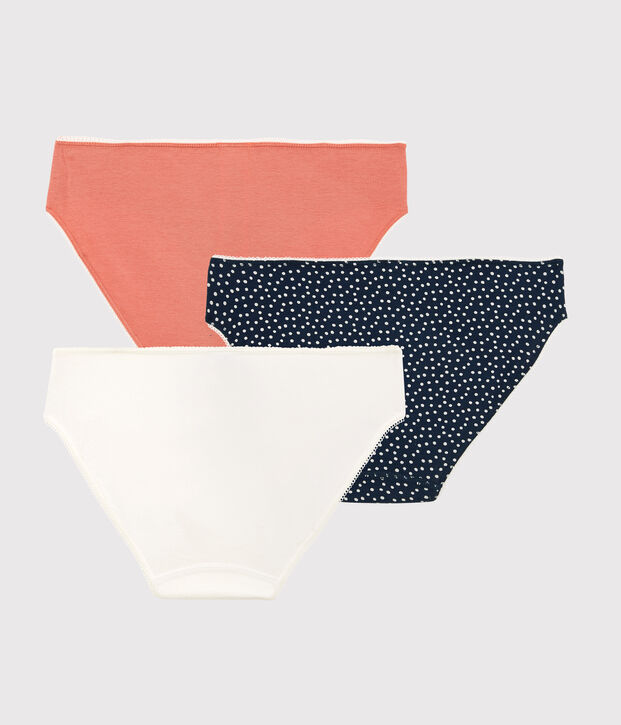 Lot de 3 culottes &agrave; pois fille en coton et &eacute;lasthanne multicouleur