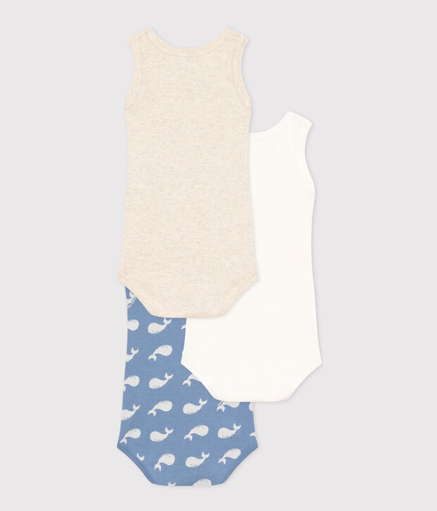 Lot de 3 bodies sans manche baleine en coton b&eacute;b&eacute; multicouleur
