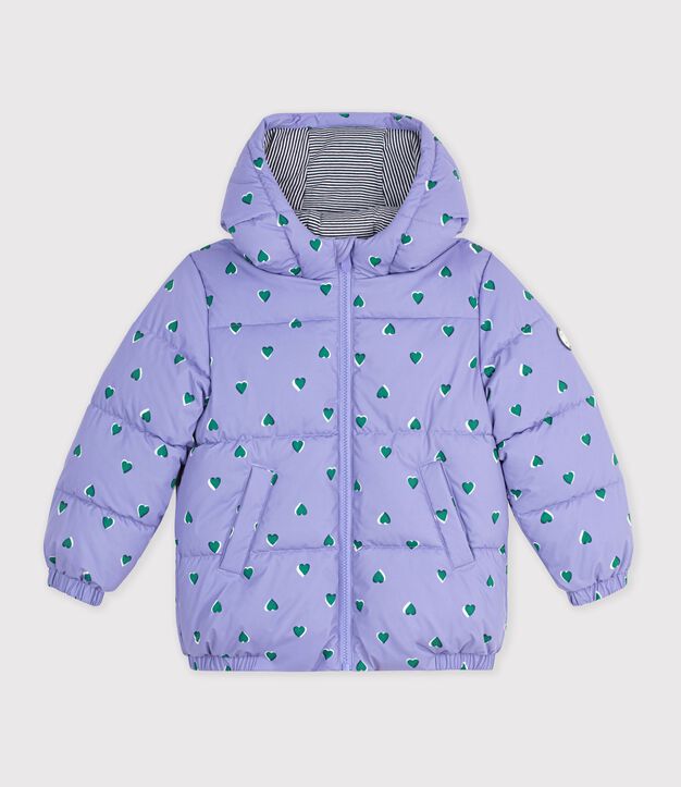 Doudoune enfant imprim&eacute;e c&oelig;urs violet/multicouleur