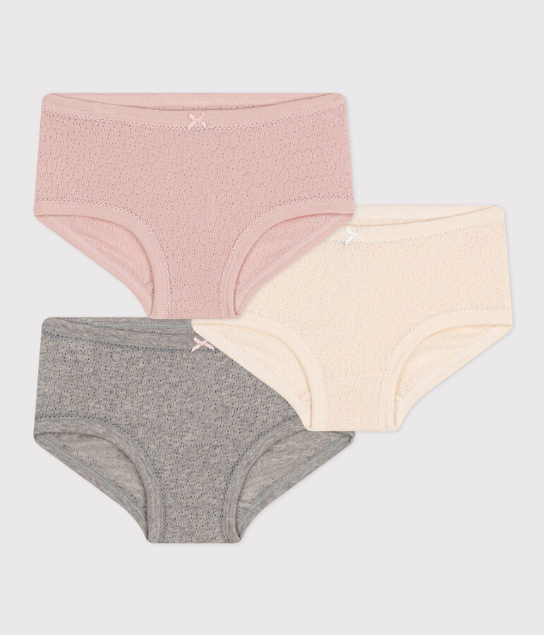 Lot de 3 culottes taille haute en coton ajour&eacute; enfant multicouleur