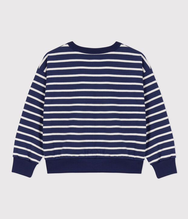 Sweatshirt en molleton enfant fille / gar&ccedil;on bleu/blanc