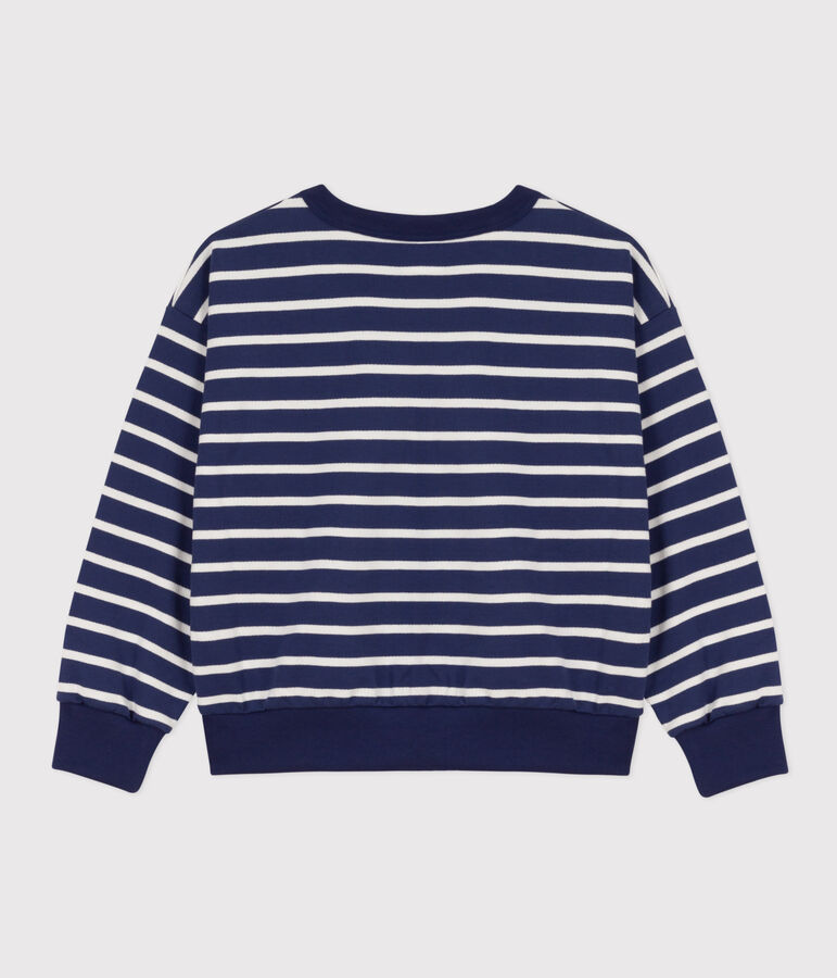 Sweatshirt en molleton enfant fille / gar&ccedil;on bleu/blanc