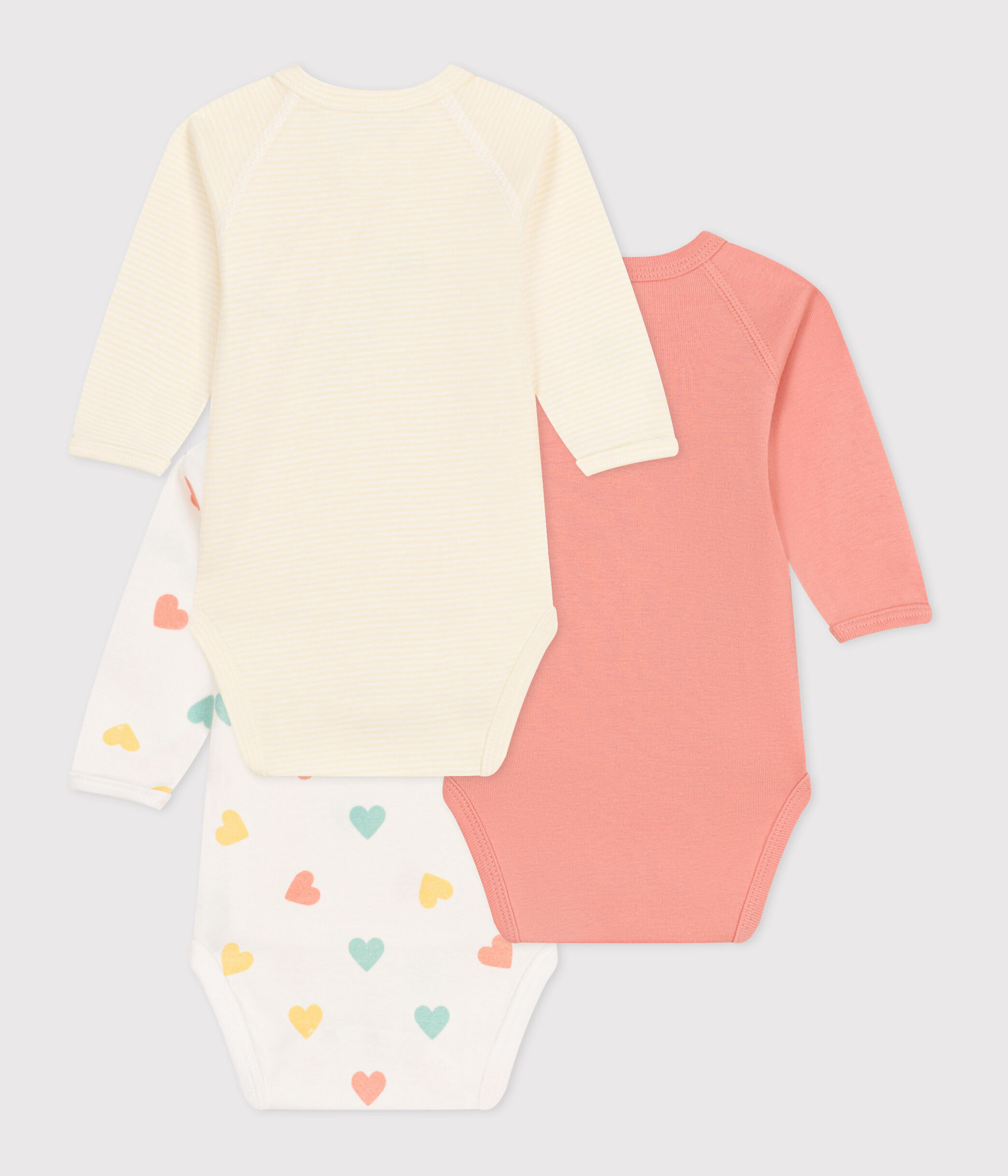 Petit Bateau - Lot De Bodies Croisés Manches Longues En Coton Imprimé Pour Bébé