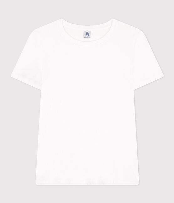 Tee-shirt LE DROIT col rond en coton Femme blanc ECUME