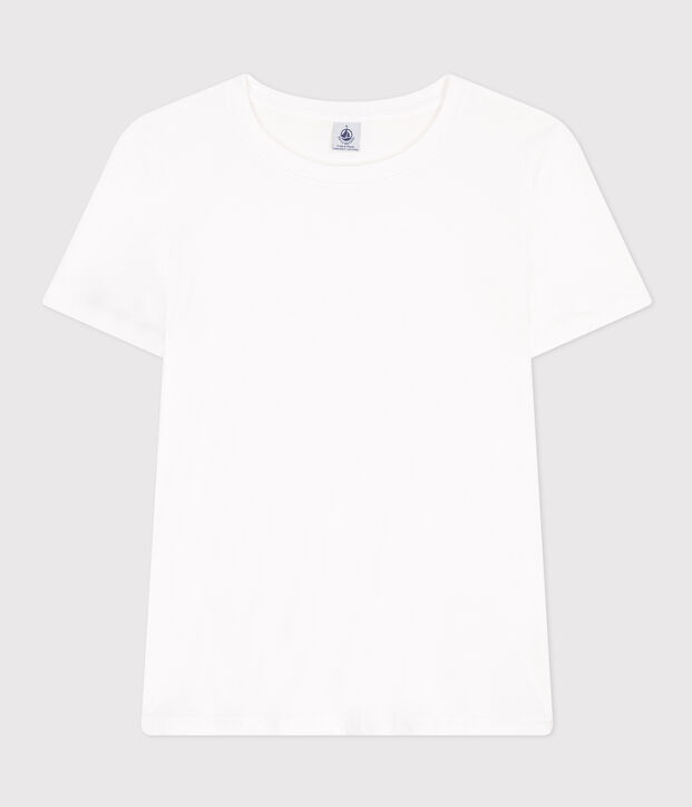 Tee-shirt LE DROIT col rond en coton Femme blanc