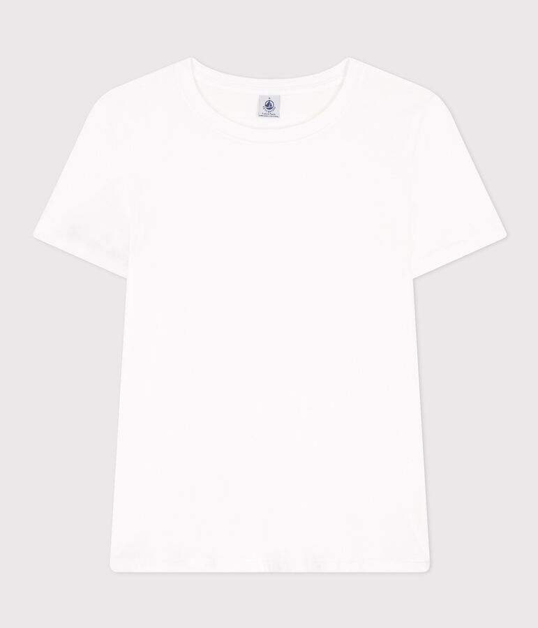 Tee-shirt LE DROIT col rond en coton Femme blanc ECUME
