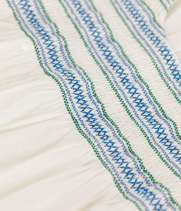 Robe enfant en coton manches courtes blanc