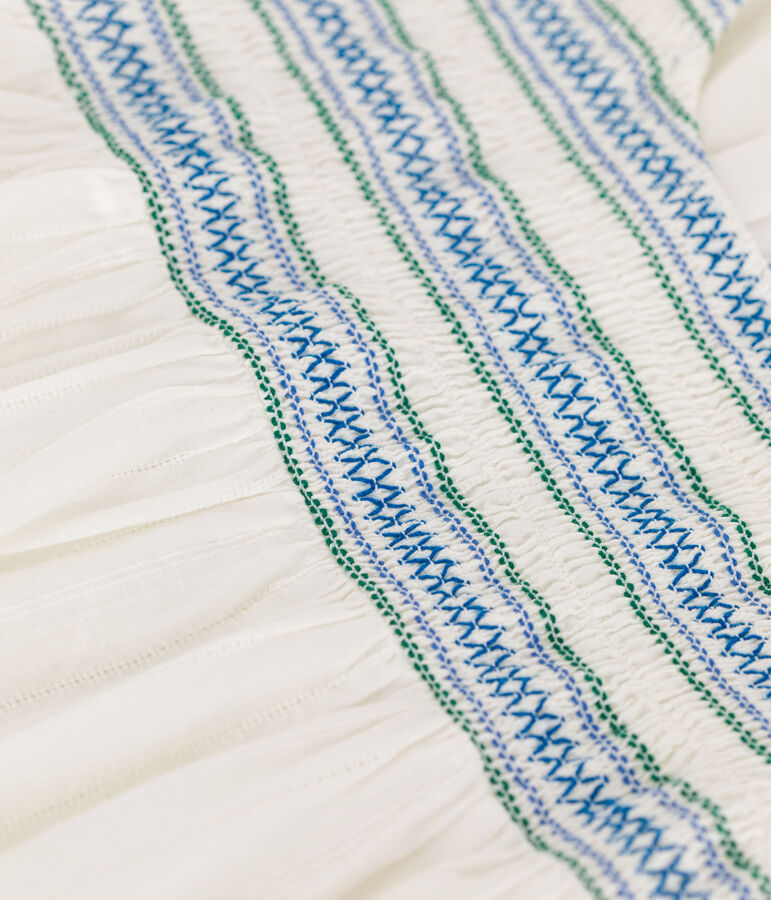 Robe enfant en coton manches courtes blanc ECUME