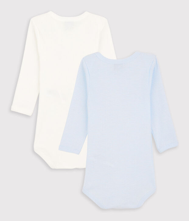 Lot de 2 bodies ray&eacute; manches longues  coton biologique multicouleur
