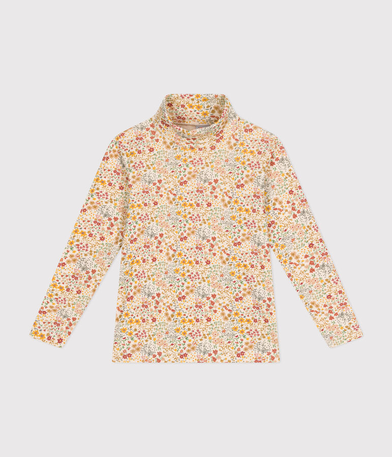 Sous-pull en coton enfant fille &eacute;cru/marron/multicouleur