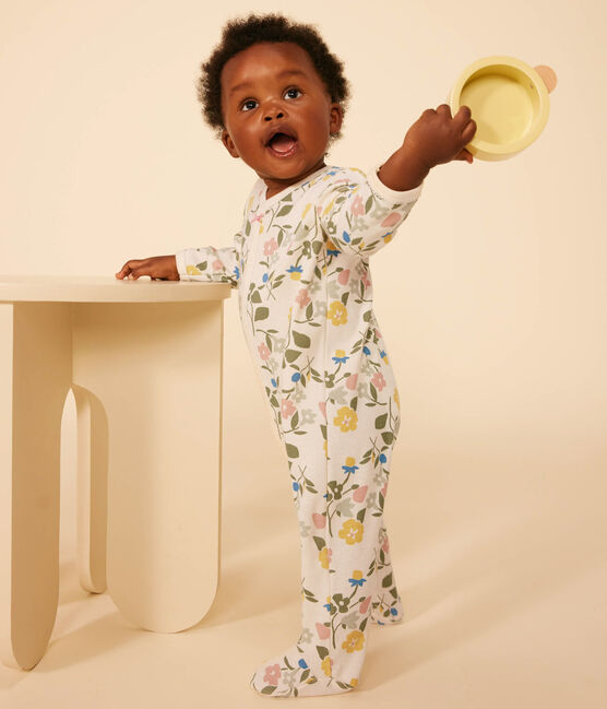 Pyjama imprimé  fleurs en coton bébé blanc AVALANCHE/ MULTICO