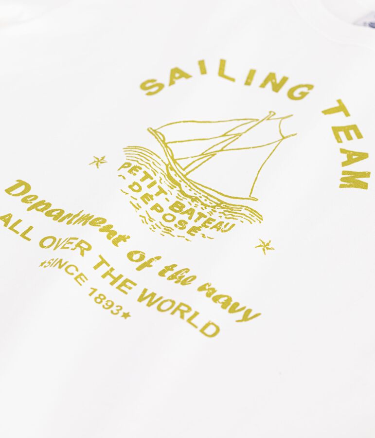 Tee-shirt enfant manches courtes en coton blanc MARSHMALLOW