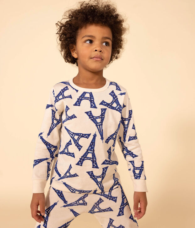 Pyjama Paris en coton enfant &eacute;cru/multicouleur