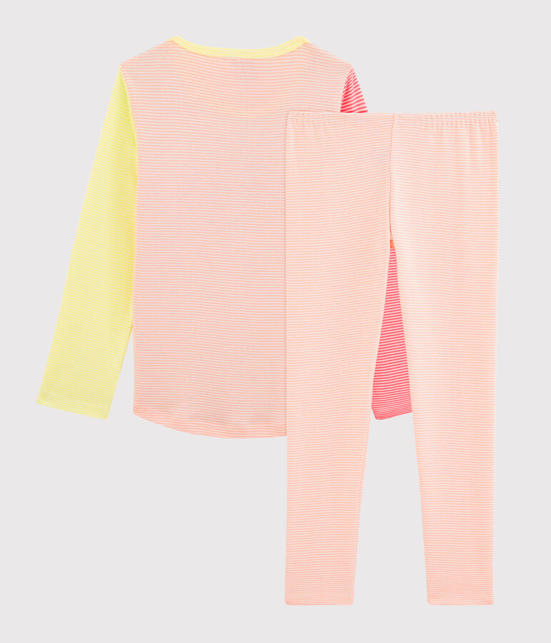 Pyjama petite fille en c&ocirc;te blanc/multicouleur