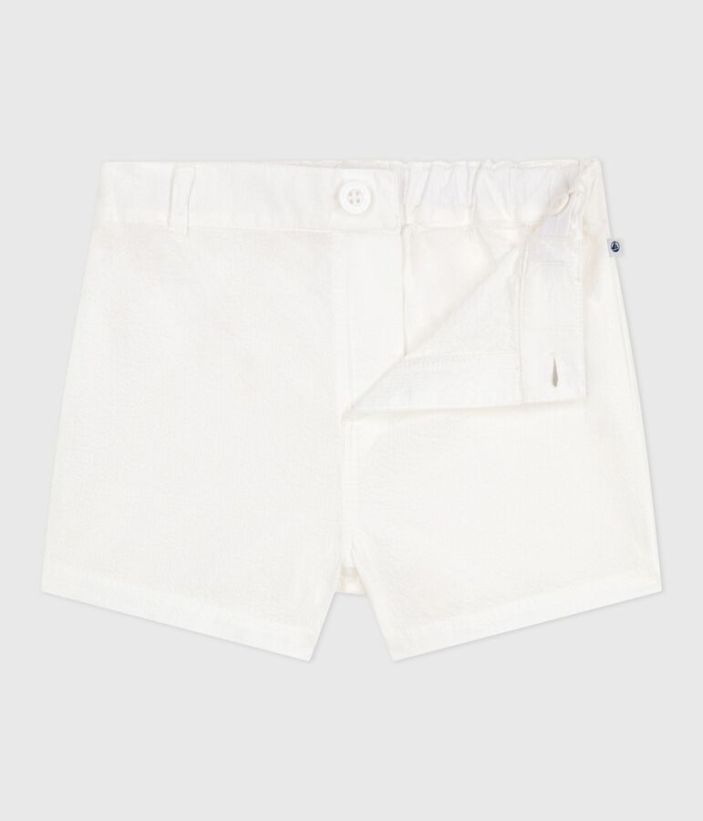 Short b&eacute;b&eacute; en seersucker ray&eacute; blanc ECUME
