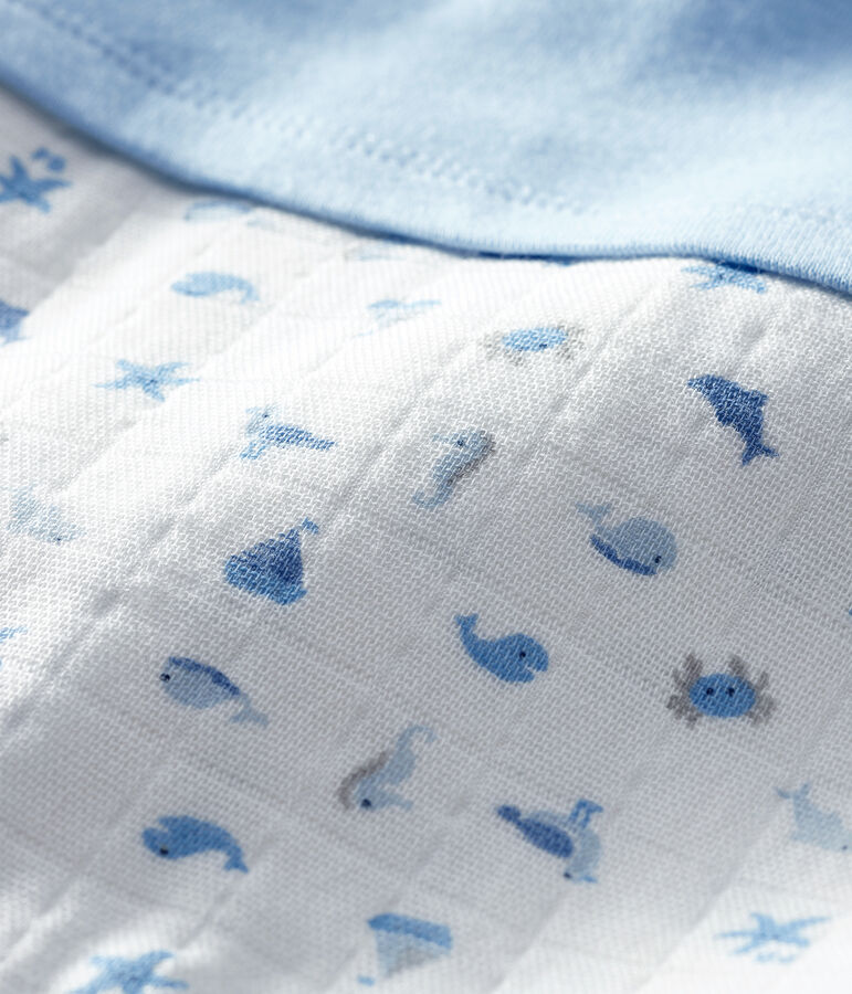 Combinaison longue b&eacute;b&eacute; gar&ccedil;on bleu JASMIN/blanc MULTICO