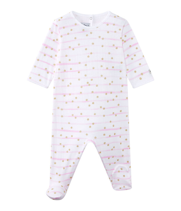 Dors bien b&eacute;b&eacute; fille en tubique ray&eacute; blanc/rose/jaune