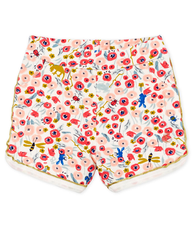 Short b&eacute;b&eacute; fille imprim&eacute;e blanc MARSHMALLOW/blanc MULTICO