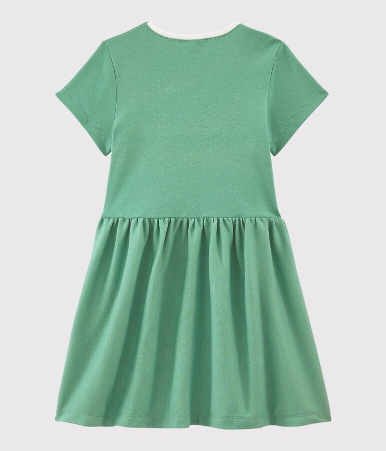 Robe manches courtes en coton enfant fille vert