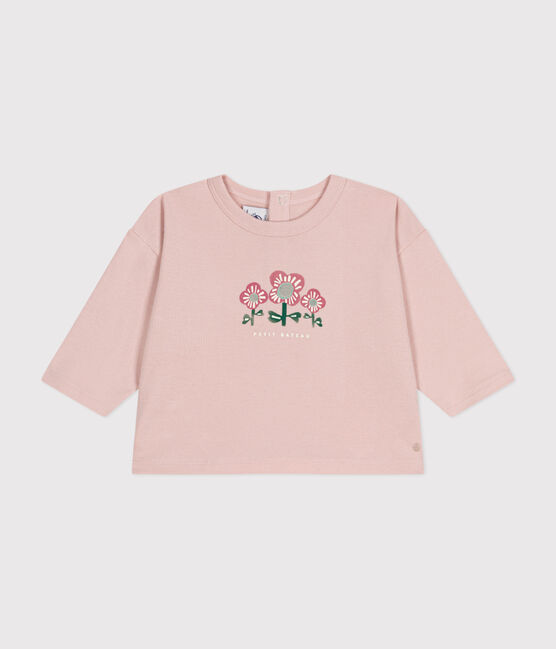 Tee-shirt manches longues en coton bébé rose SALINE