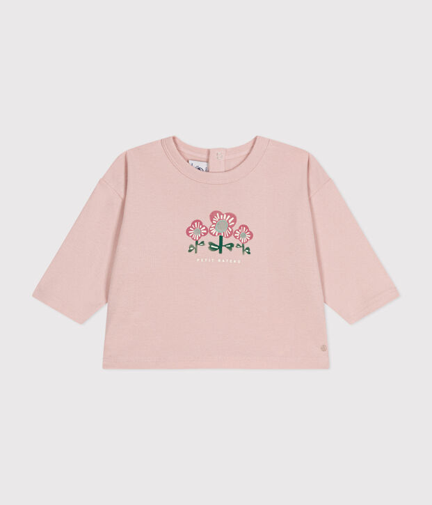 Tee-shirt manches longues en coton b&eacute;b&eacute; rose