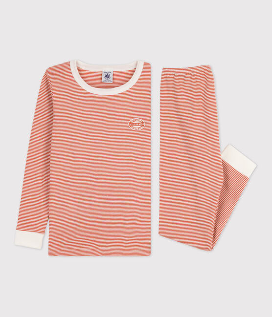 Pyjama ajusté milleraies en coton enfant rose BRANDY/blanc MARSHMALLOW