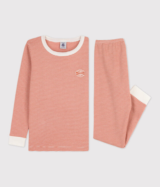 Pyjama ajusté milleraies en coton enfant rose BRANDY/blanc MARSHMALLOW