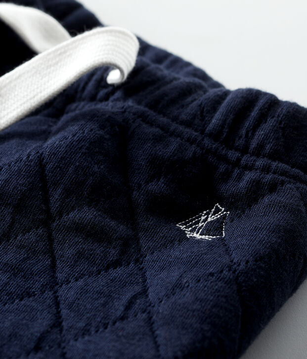 Pantalon b&eacute;b&eacute; gar&ccedil;on en tubique matelass&eacute; bleu marine